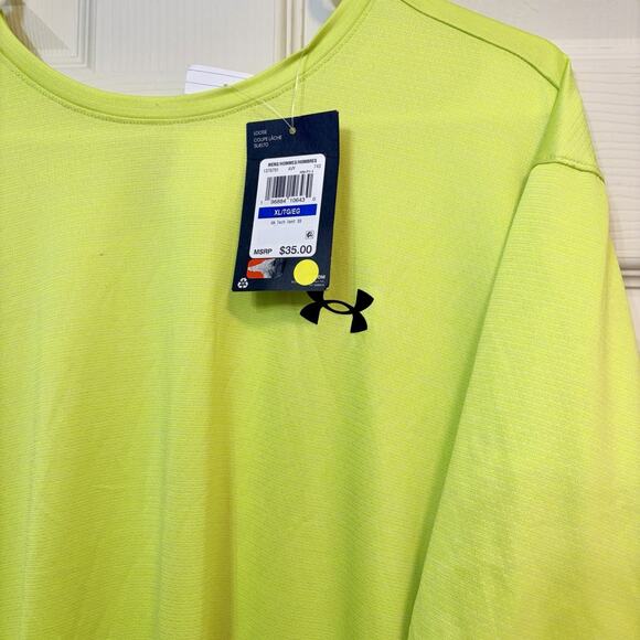 Under Armour UA Tech Vent T-Shirt Mens XL Neon Yellow Athletic Loose Fit NWT - Picture 3 of 5